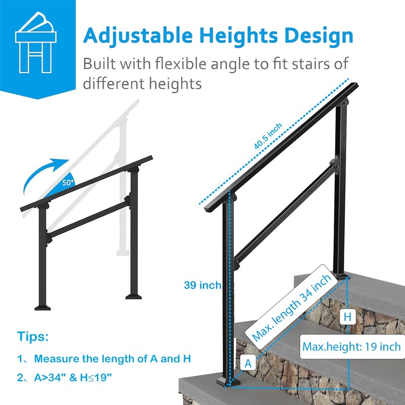 Wrought Iron Handrails for Outdoor Steps - Exterior Hand Rails