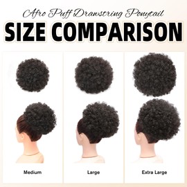AISI QUEENS Afro Puff Drawstring Ponytail for Black Women, Black Brown Afro Bun Drawstring Ponytail,Short Kinky Curly Afro Ponytail Synthetic Hair Puffs (2#)