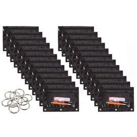 WODISON 24 Packs 3 Ring Binder Pen Pencil Case Pouch Bulk Set Stationery Bag for School Class Office Black