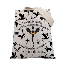 BDPWSS Fourth Wing Gift Fourth Wing Fantasy Reader Tote Bag Basgiath War College Gift I Will Not Die Today Dragon Rider Gift (Not die today TG)