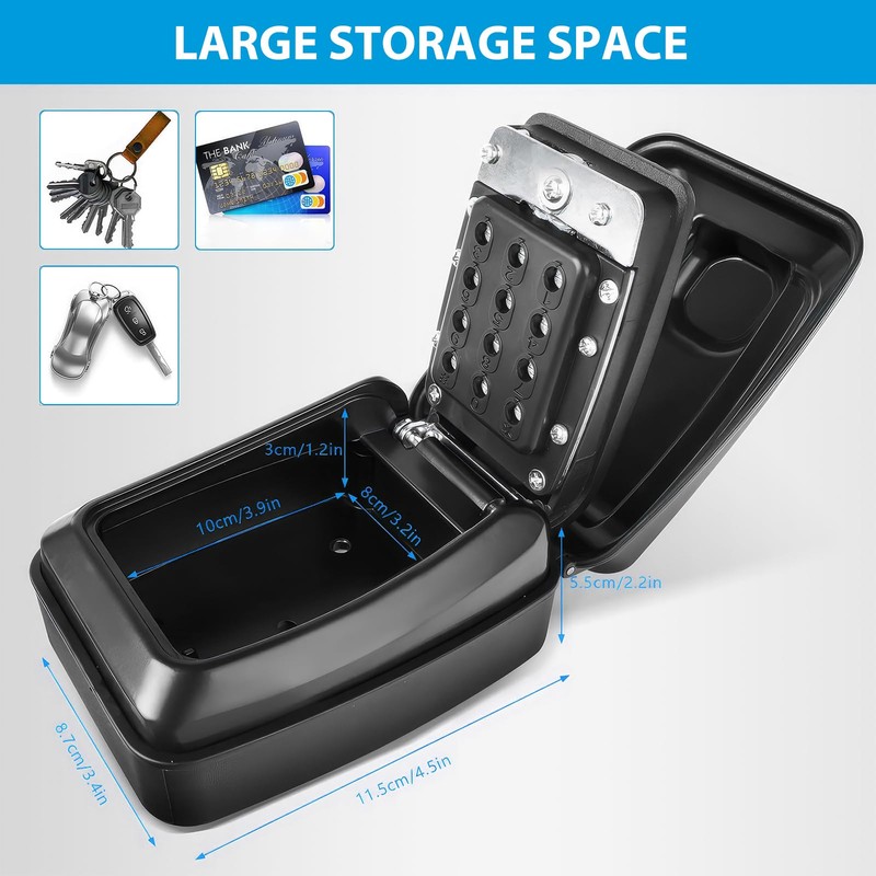Key Safe Wall Mounted, Waterproof Key Safe, Resettable 12 Digit
