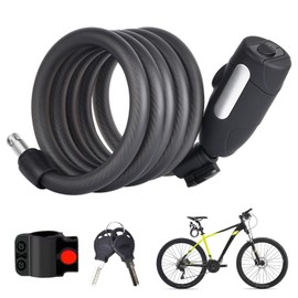 Candado para Bicicleta. con Soporte de Montaje y 2 Llaves, 12 mm de Diámetro, 1,5 m de Longitud. Candado Bicicleta, Adecuado para Bicicletas, Motocicletas, Portones, Vallas, Scooters. (Negro)