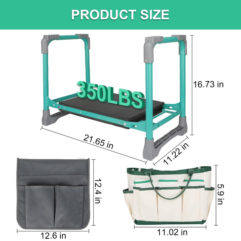 WEILISEN Garden Kneeler and Seat 2-in-1 Foldable Bench, with Storage