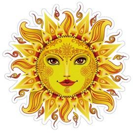 UNIQUE BRIGHT Cheerful Sun - Bumper Sticker/Decal (4.25" X 4.5")