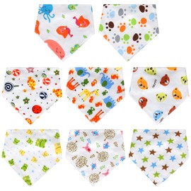 WELSBERG Baby Bandana Drool Bibs (Pack of 8) - 100% Organic Cotton Bibs for Boys and Girls - Unisex Bibs for Drooling and Teething.