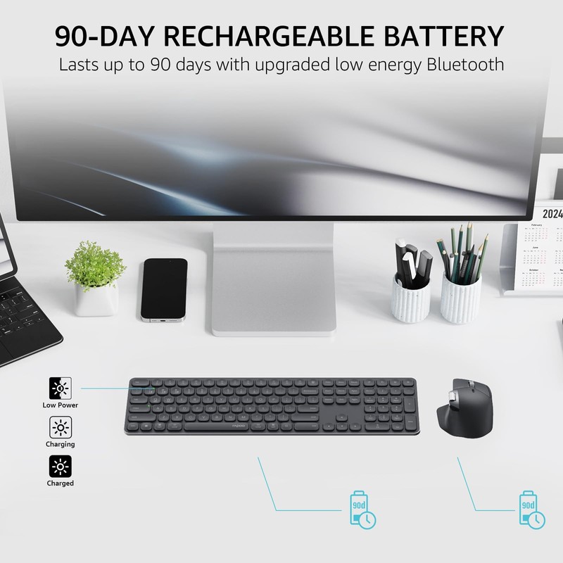 Rapoo 9560M Wireless Keyboard and Mouse Combo, Blade-Series E9550L 110-Key