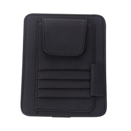 Small Leather Sun Visor Organizer for Car and Truck Auto Car Sun Visor Organizer,Multifunctional Auto Interior Accessories Storage Pocket Sun Visor Pouch for Card License Registration Document(Black)