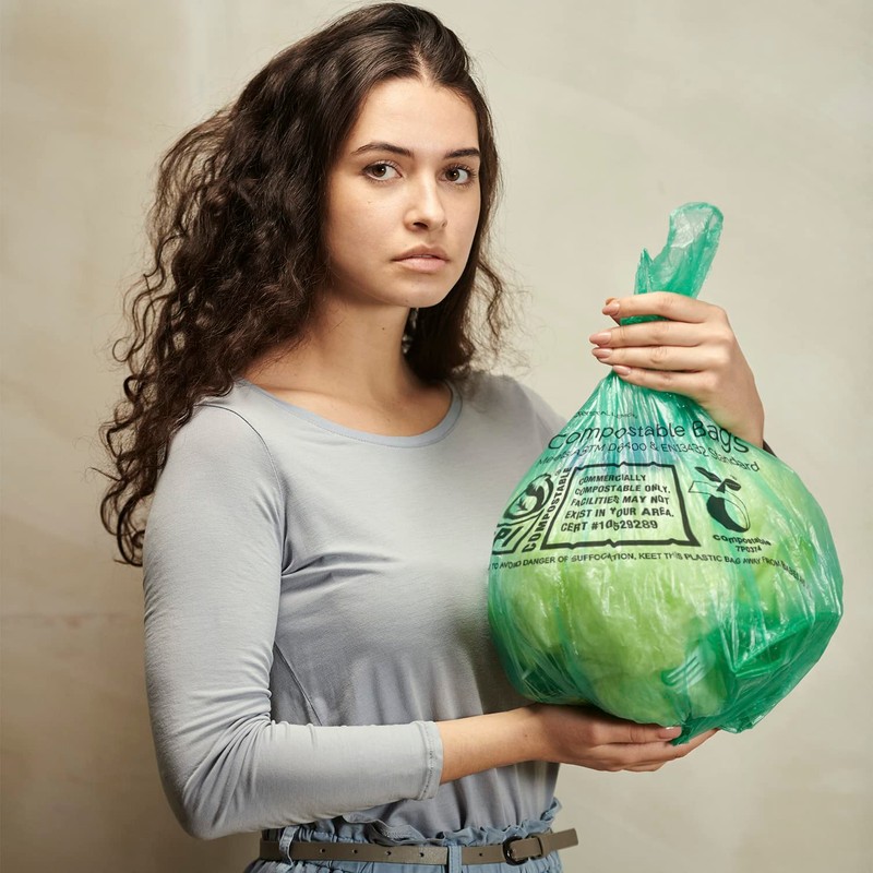 C Crystal Lemon 30 Counts Compostable Trash Bags, 6 Gallon