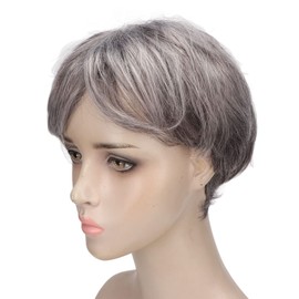 Peluca Corta Gris para Hombres, Pelucas de Reemplazo de Cabello Resistentes Al Calor para Hombres, Pelucas para Hombres Peluca Gris de Anciano Suave en Capas Ajustable Multiusos