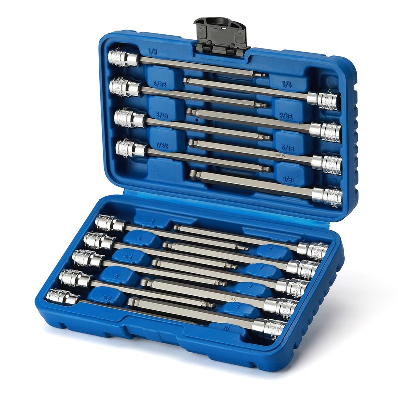 EMENTOL 18PCS 3/8" Drive Long Ball-End Hex Bit Socket Set,