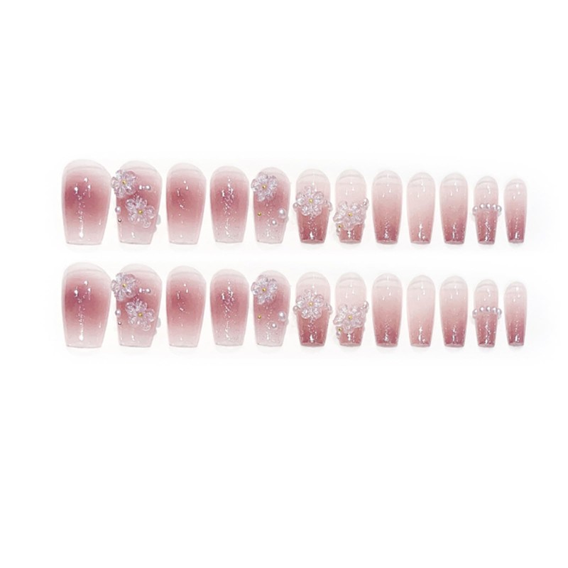 HAPVITAL 24-Piece Set, Nail Tips, Press-On, Popular, 3D, Handmade Japanese