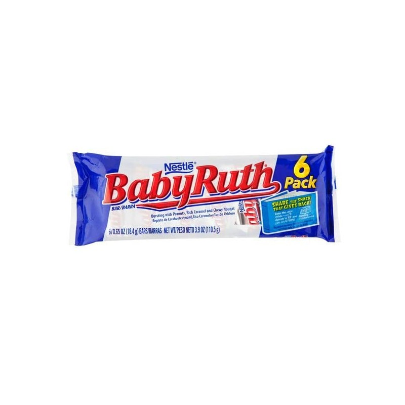 (2 pack) Baby Ruth Fun Size, 6 Pack Bar, Dry