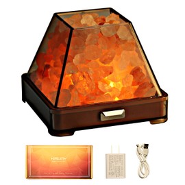 USB Himalayan Rock Salt Lamp, Natural Crystal Salt Light, Mini USB LED Night Lamp with 6 Way Dimmer Switch, Smart Heating Night Light for Decoration Gift, Sleeping Aid and Stress Relief, A-Shape