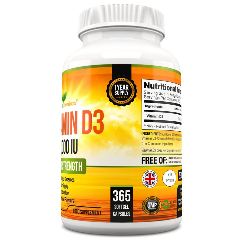 Vitamin D 3,000 IU, High Strength Vitamin D3 Supplement, 365