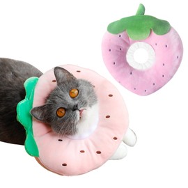 MeowMate Elizabeth Collar, Small Dog, Strawberry Shape, Pet Supplies, Anti-Scratch, Adjustable, Soft, Fabric, Lightweight, Cute