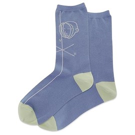 Hot Sox Women's Face Figure Crew Socks 1 Pair Pack, Slate, Women's Shoe Size 4-10