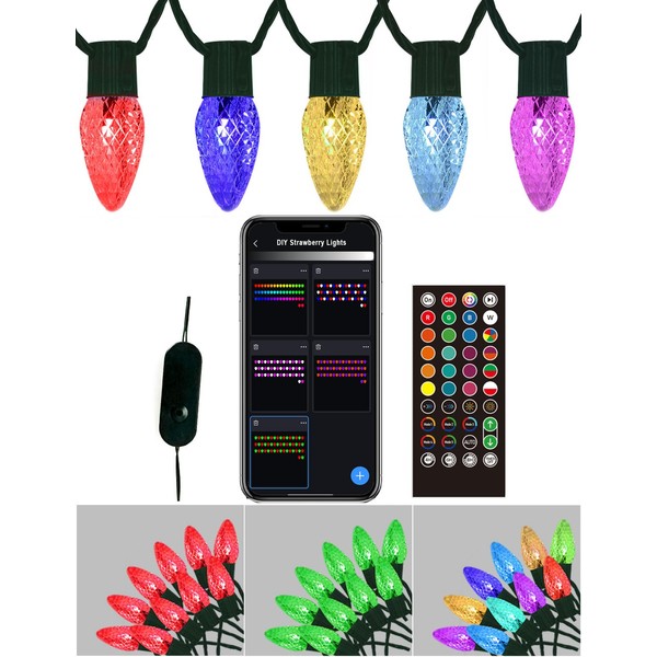 HIITEN RGB C9 Christmas Lights Outdoor 157ft 200LEDs, DIY Chasing