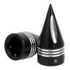 Unbranded Black Cut Spike Front Axle Nut Covers For Harley