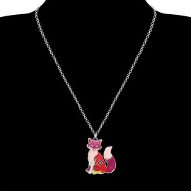 DALANE Enamel Alloy Fox Necklace Pendant Wildlife Jewellery Fox Chain Gifts for Women Girls Party Favors, enamel, No Gemstone