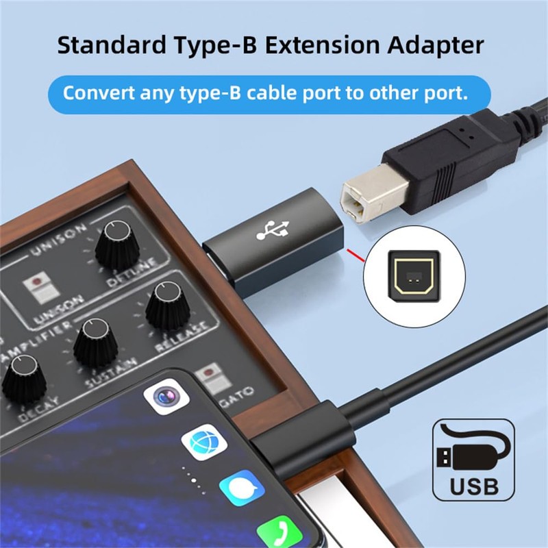 NFHK 2pcs/lot USB 2.0 B Female to Type C Male