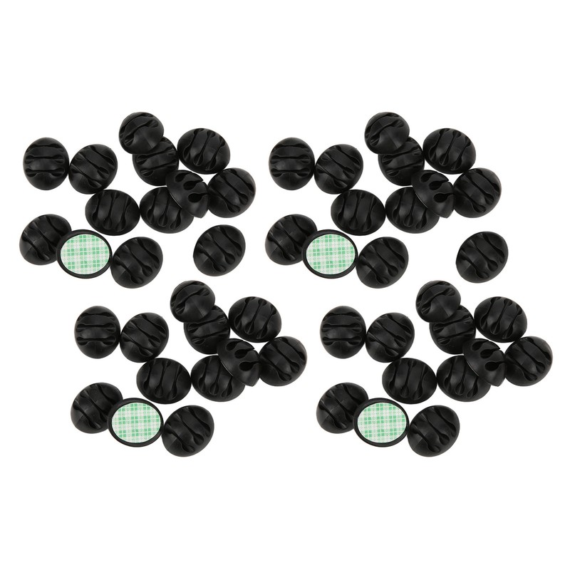 50pcs Cable Clip 3 Hole Silica Gel AntiCorrosion Black Adhesive