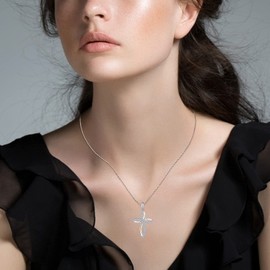 Starchenie Alle Arten von klassischen Elementen mit Kreuz, Keltisches Knotenkreuz, Flügelkreuz, Unendlichkeitskreuz, klassisches christliches Kreuz 925er Sterling Silber Halskette für Damen