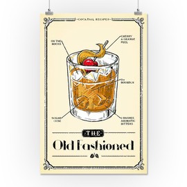 Prohibition - Cocktail Recipe - Old Fashioned (16x24 Giclee Gallery Print, Wall Decor Travel Poster)
