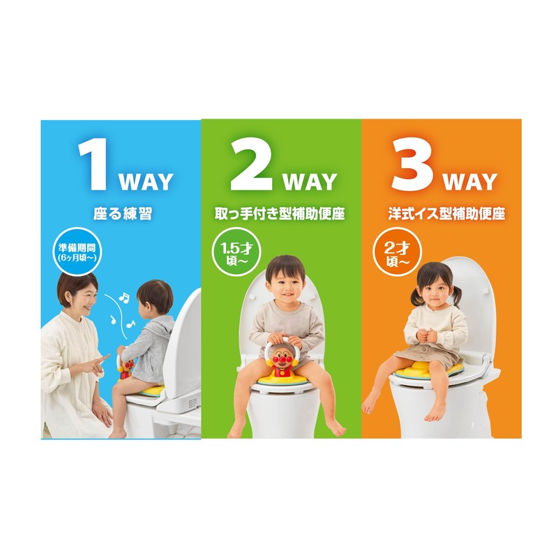 AGATSUMA 2024 Anpanman 3-Way Auxiliary Toilet Seat, Talking + Melody