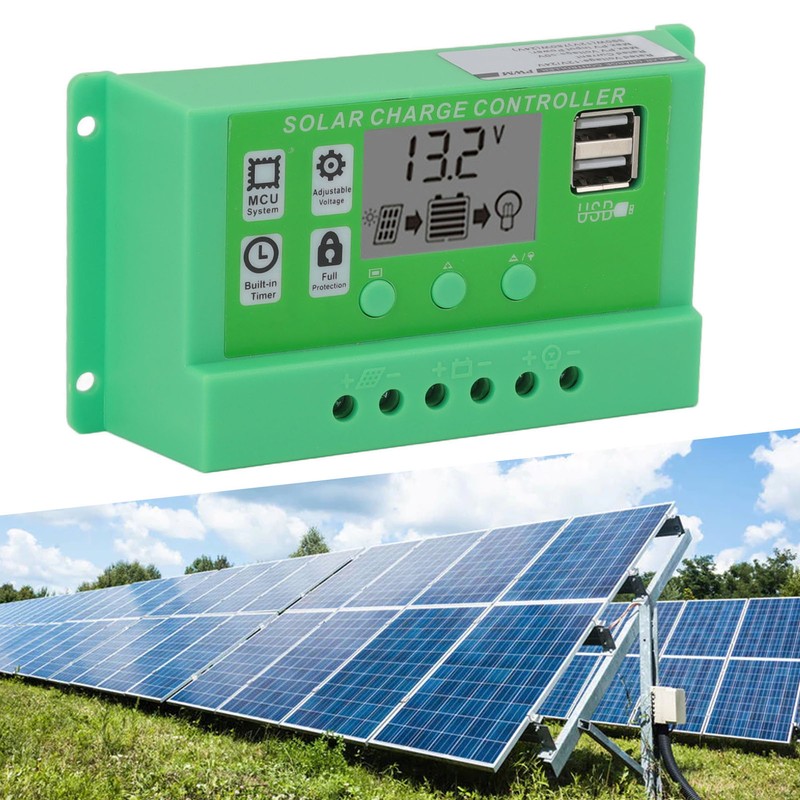 Green PWM Solar Charge Controller LCD Large Screen Display Photovoltaic
