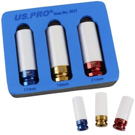 US Pro Bergen 3 Piece 1/2" Dr Alloy Wheel Impact Sockets, 17, 19, 21mm