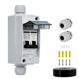 Circuit Breaker 15A, IP65 Circuit Breaker 2-Pin DC 12V-400V Isolator Switch with Waterproof Housing, Solar Voltage Protection for Photovoltaics