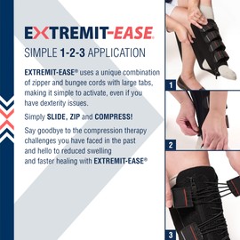EXTREMIT-EASE Compression Garment 30-50 mmHg Lower Leg Compression Wrap - Ideal for Mild to Moderate Lymphedema Swelling, Venous Insufficiency, and Post-Op Edema - XS, Regular, Black