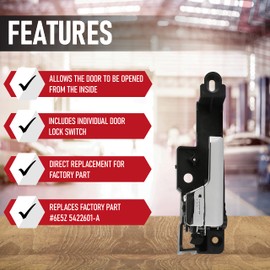 Manija de puerta interior delantera izquierda cromada, compatible con vehículos Ford, Lincoln y Mercury - Fusion 2006 - 2012, MKZ 2007 - Zephyr, Milan - Sustituye 6E5Z 5422601-A, 81702, 6E5Z5422601A, 92813