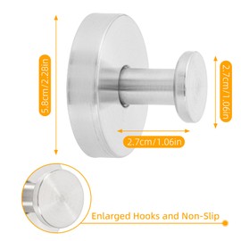 Pack of 2 Suction Cup Hooks, Suction Cup Hooks, Bathroom Suction Hooks, Extra Strong Suction Cups, Thread Hooks, Towel Hooks, Bathrobe Hooks (Silver)