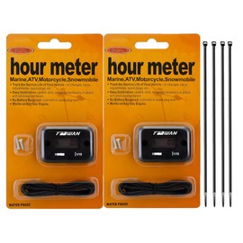 FEBWAN Inductive Hour Meter for Dirtbike Lawn Mower ATV Generator Motorcycle Boat Diesel Engine Dirt Bike Outboard Motor Boat Small Engines, LCD Digital Hour Counter, Waterproof HR Meter 2 Pcs Black