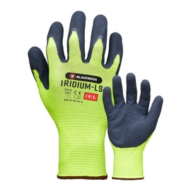 Blackrock Iridium-LS Yellow Safety Work Gloves Mens Womens, Sandy Latex Coating Maximum Dry & Wet Grip, Enhanced Visibility Neon Polyester Liner, Ideal For Highway, Construction, Gardening - Medium
