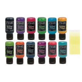 Trebbies Ranger Dylusion Shimmer Paint Bundle Bold Shimmer Set- 12 Dylusions Shimmer Paint Blendable Waterproof Paint Set Detail Sticks