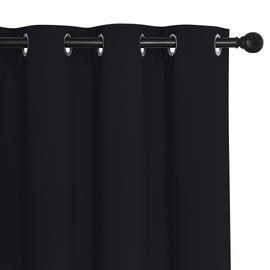 NICETOWN Black Curtain Drape for Bedroom - Light Reducing Thermal Insulated Solid Grommet Blackout Window Curtain for Home Office/Farmhouse (1 Piece, W66 x L66, Black)