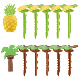 SHIDOW Outdoor Beach Towel Anchor Stakes Picnic Mat Clips, Sand, Beach Accessories for Vacation, Keep Your Towel from Blowing Away (Pineapple and Coconut Palm Tree 10 PCS)