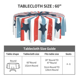 CCOCND Round Tablecloth 60inch for Home Rustic Farmhouse Living Room Party Indoor/Outdoor Decorations,Patriotic Stripes
