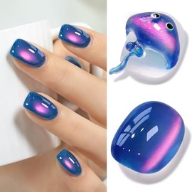 Double Rhythm Cat Eye Gel Polish with Magnet 15ML Holographic Glitter Shimmer Translucent Sheer Color Glass Brown Magnetic Gel Polish Salon DIY at Home (Fall Brown-MC1113)