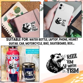 Set 3PCS 2 Inches - Funny Opossum Meme Sticker Rizz Em with The Tism Stickers Sarcastic Dark Humor Opossum 2" Waterproof Vinyl Decal for Water Bottles Tumbler Laptop Car Kindle - Gift for Kid Girl Boy