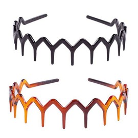 2PCS Plastic Sharks Tooth Hair Comb Headband Hair Hoop Women Girls Hair Accessory (1 Black +1 Brown Color) (A#)