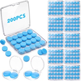Relaxweex 200 Pcs Wax Earplugs Bulk Moldable Silicone Wax Earplugs for Sleeping 32 db Gel Ear Plugs for Noise Canceling Reduction Swimming Hearing Protection Shooting Construction Work (Blue)
