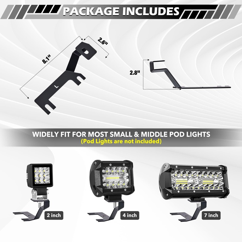 T-TOP WLS No-Drill A-Pillar Ditch Light Brackets for 2019-2026 GMC