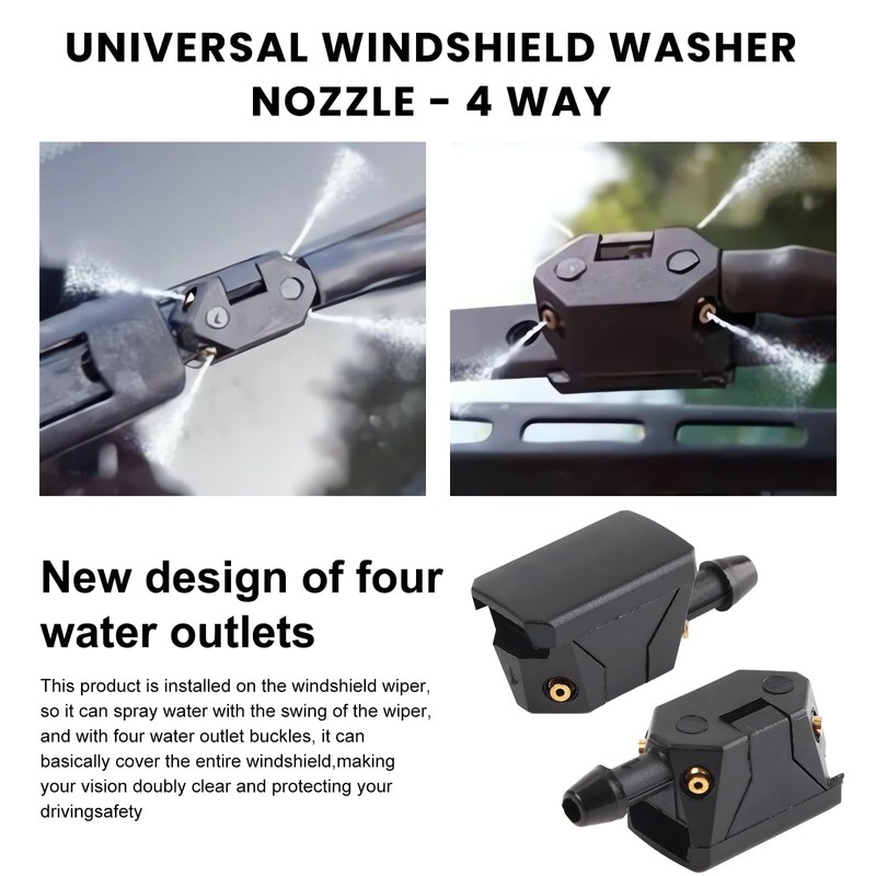 Povtii 4 PCS Front Windshield Washer Nozzles, 4-Way Spray Sprinkler