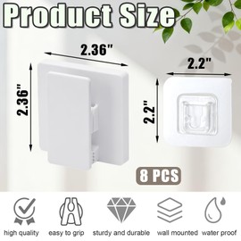 NPENGHUI 8 Pack Large Self Adhesive Clips Wall Tapestry Hanger No Drilling Adhesive Towel Holder Wall Tapestry Clips for Hanging Posters Photos Postcard Clip for Home Office School Decor (White)