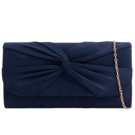 Purple Possum® Clutch Bag Ladies Evening Bag Shoulder Bag Faux Suede Womens Handbag (Navy Blue)