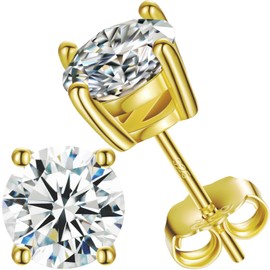 YIMERAIRE S925 Sterling Silver Diamond Earrings For Women Men, 8MM Lab Grown Moissanite Stud Earrings Hypoallergenic Flat Back White Gold Solid Silver Earrings Studs Birthday Gifts For Him/Her