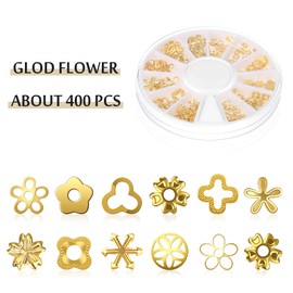 Maitys 12 Styles Flower Resin Filler 400 Pieces Alloy Epoxy Resin Filling Flower Shape Resin Filler DIY Resin Charm Accessories for Jewellery Resin Projects Making Decor, Gold